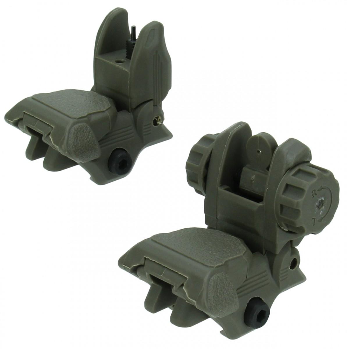 TacFire AR-15 45 Same Plane/Low Profile Pop Up Sights OD Green
