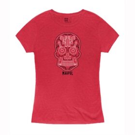 WOMEN'S SUGAR SKULL BLEND T-SHIRT RED HEAHTER 2XL
