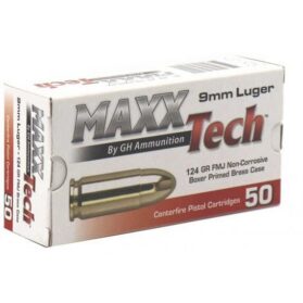 MAXX TECH 9MM 124 GRAIN FMJ 50RD BX 10 BXS PER CASE