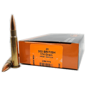 HSM AMMUNITION 303 BRITISH 174GR HPBT MATCH 20RD BOX 20 BOXES PER CASE